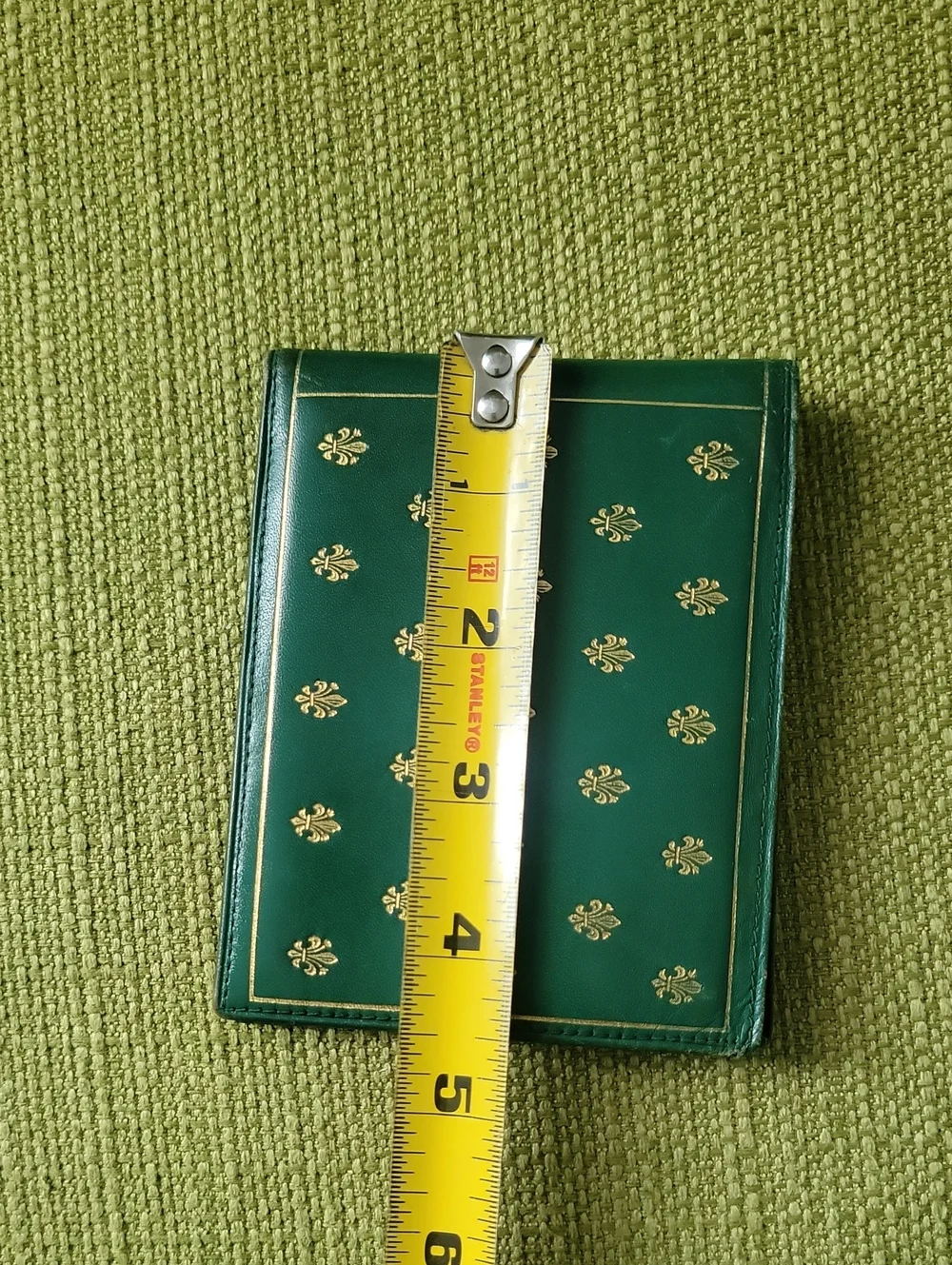 Green Leather Bifold Wallet with Gold Goat Accent